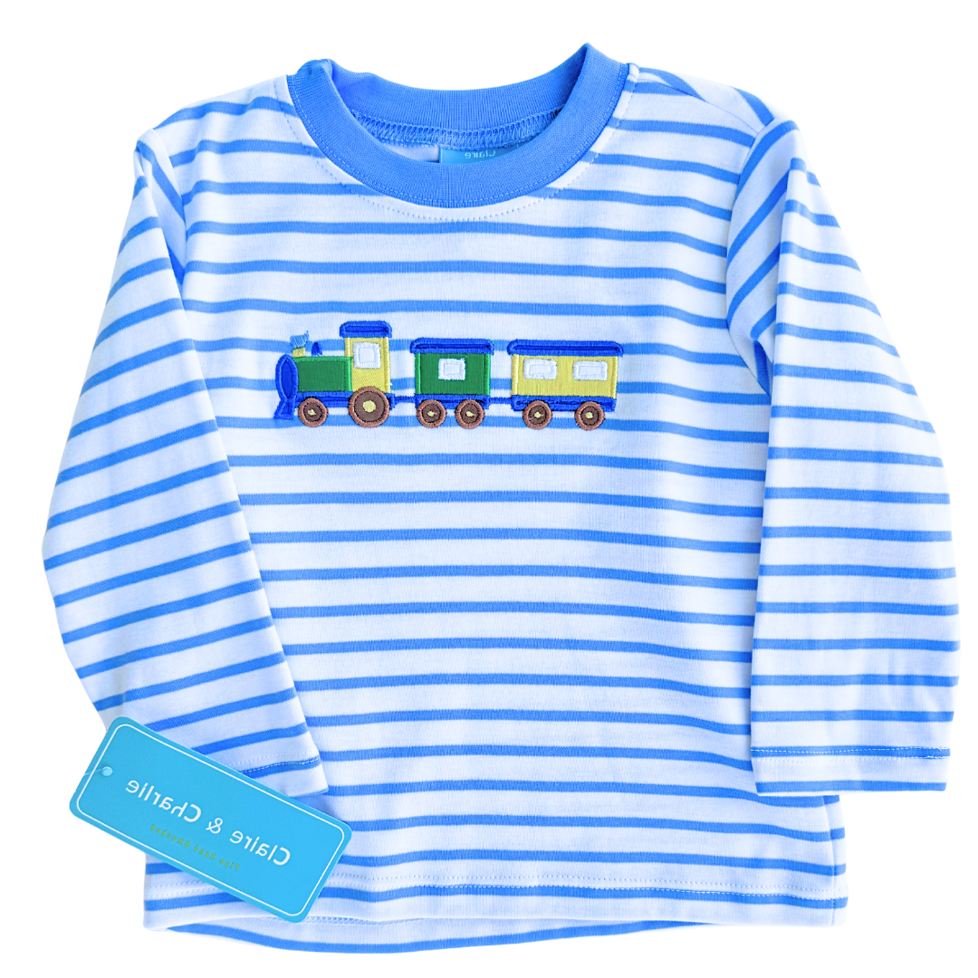 Blue Stripe Train Play Tee