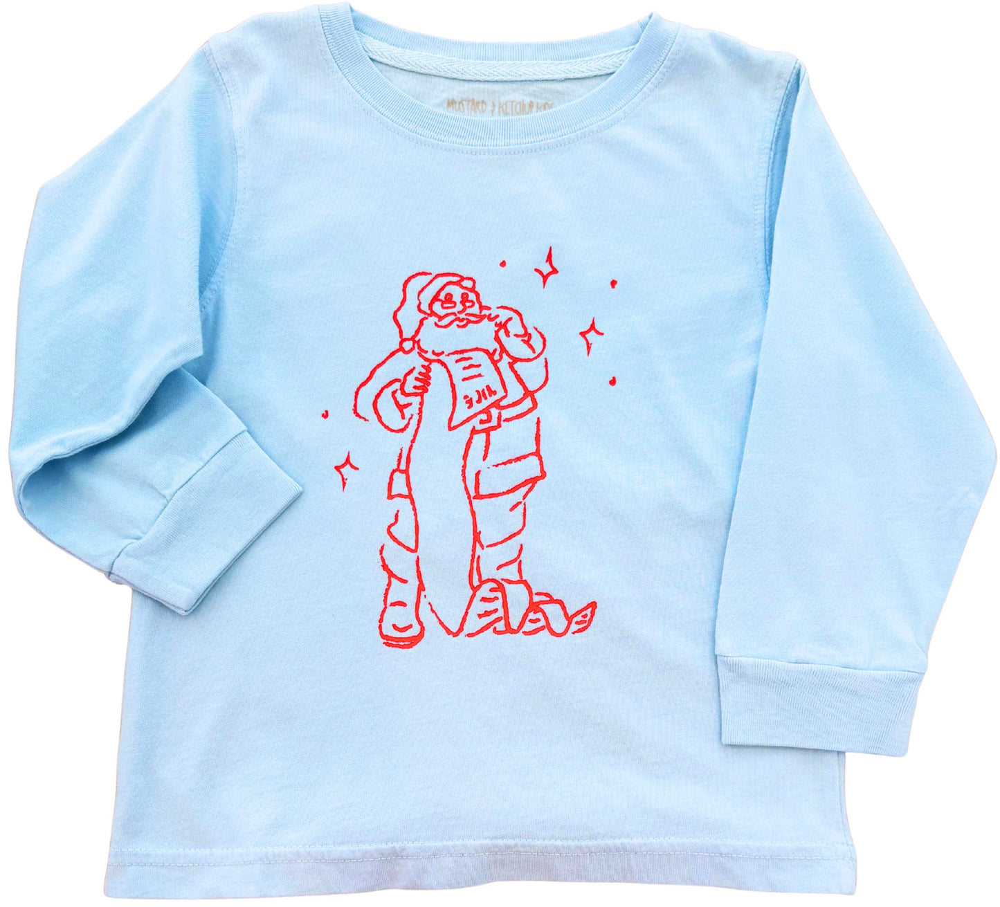 Long-Sleeve Light Blue Santa's Good List T-Shirt