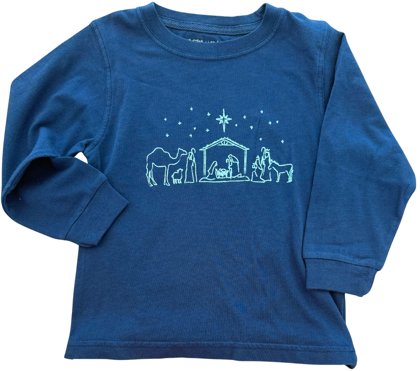 Long-Sleeve Navy Blue Nativity T-Shirt