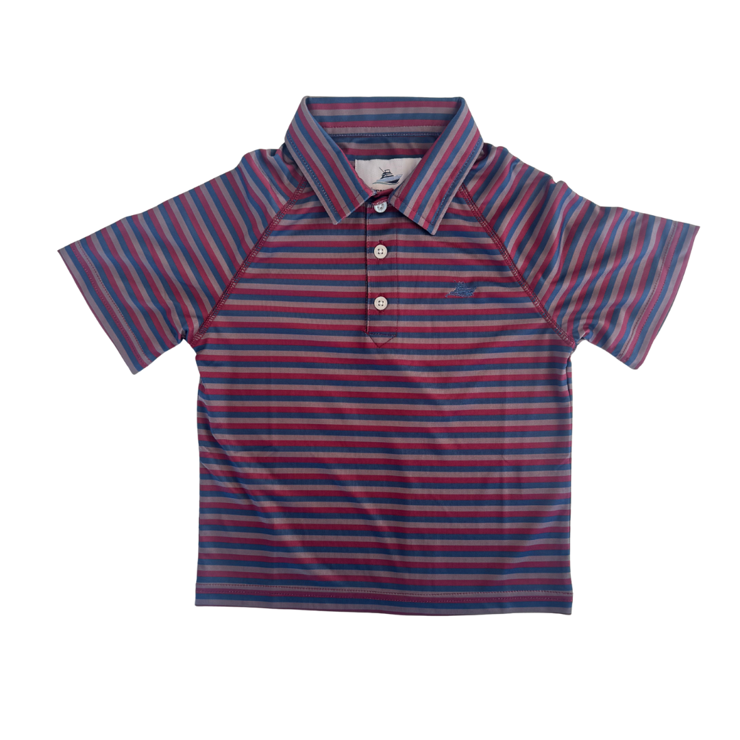 Performance Polo - Navy/Maroon Stripe
