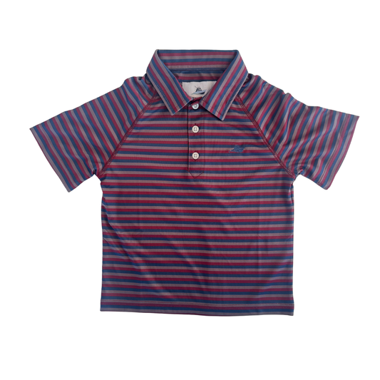 Performance Polo - Navy/Maroon Stripe
