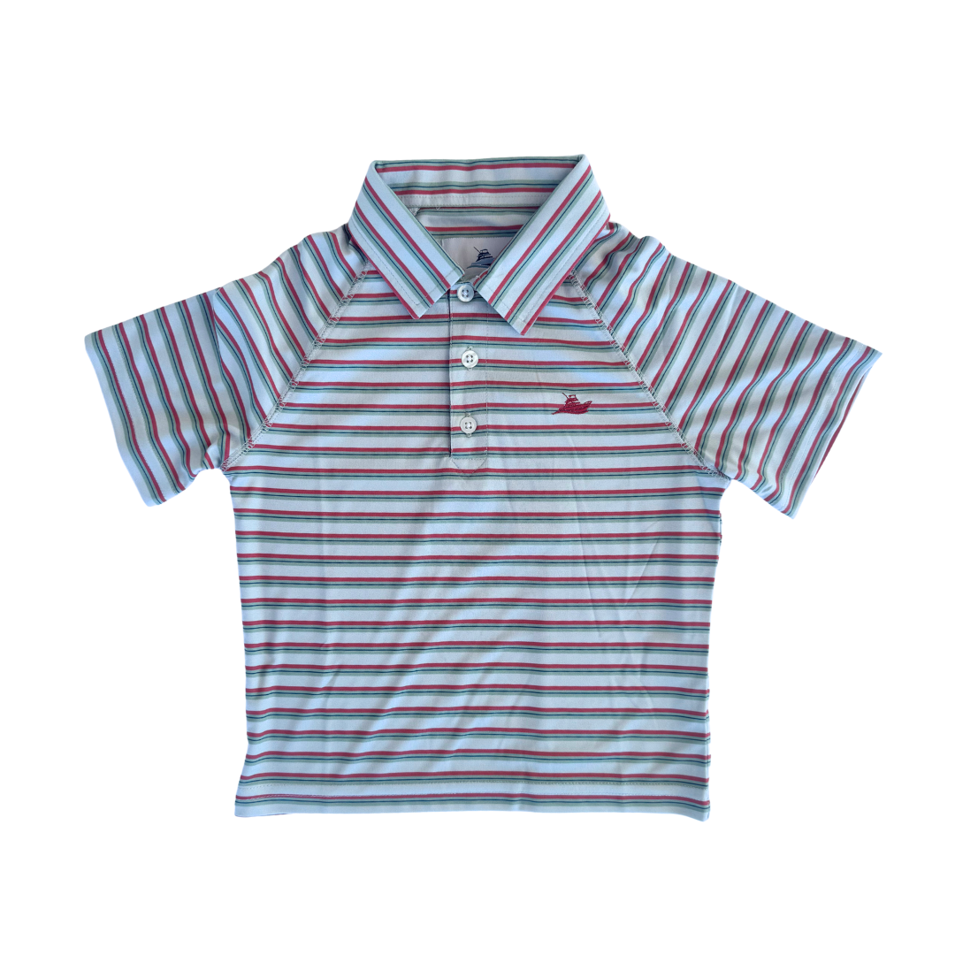 Performance Polo - Green/Red Stripe