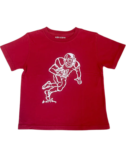 Short Sleeve Crimson Football Player T-Shirt