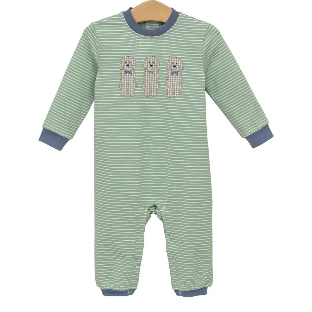 Green Stripe Puppy Romper