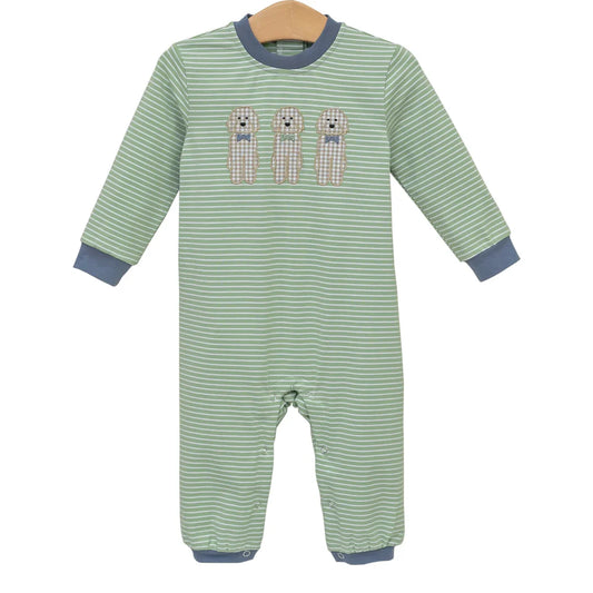 Green Stripe Puppy Romper